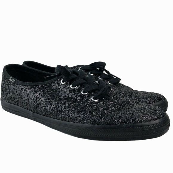 Keds Black Glitter Lace Up Casual Sneakers